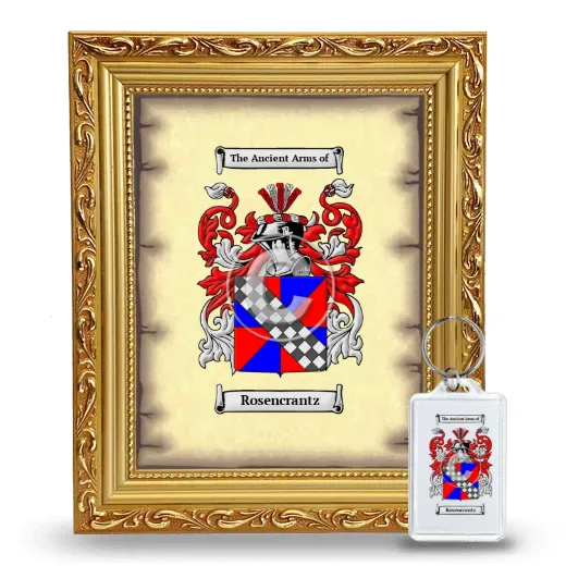 Rosencrantz Framed Coat of Arms and Keychain - Gold