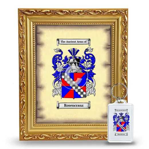 Rosencranz Framed Coat of Arms and Keychain - Gold