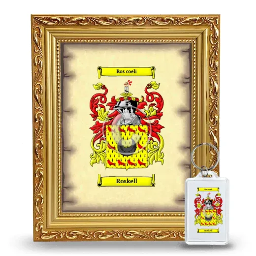 Roskell Framed Coat of Arms and Keychain - Gold
