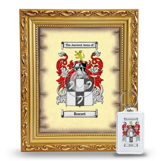 Rossei Framed Coat of Arms and Keychain - Gold