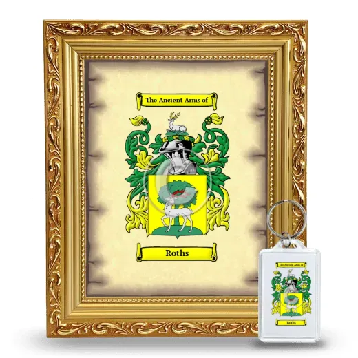 Roths Framed Coat of Arms and Keychain - Gold