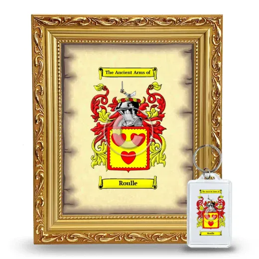 Roulle Framed Coat of Arms and Keychain - Gold