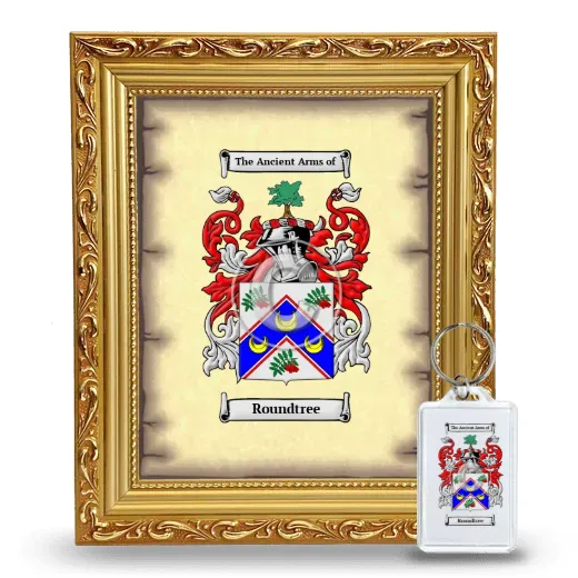 Roundtree Framed Coat of Arms and Keychain - Gold