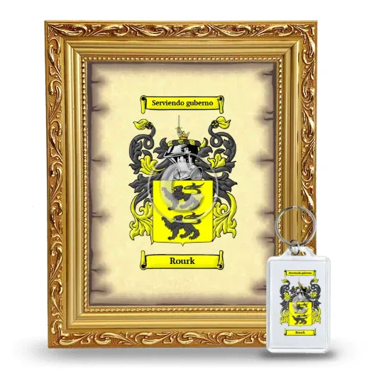 Rourk Framed Coat of Arms and Keychain - Gold