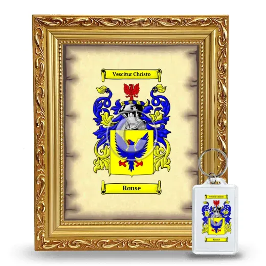 Rouse Framed Coat of Arms and Keychain - Gold