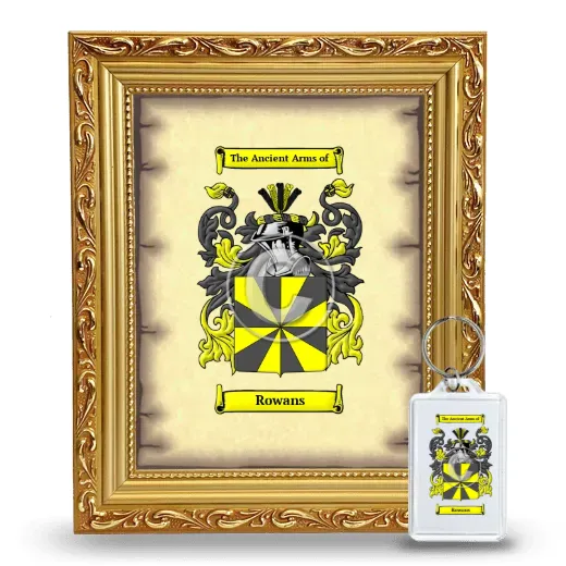 Rowans Framed Coat of Arms and Keychain - Gold