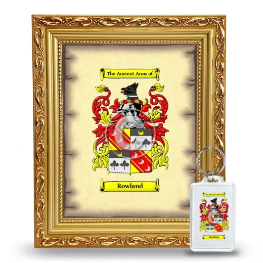 Rowland Framed Coat of Arms and Keychain - Gold