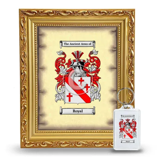 Royal Framed Coat of Arms and Keychain - Gold