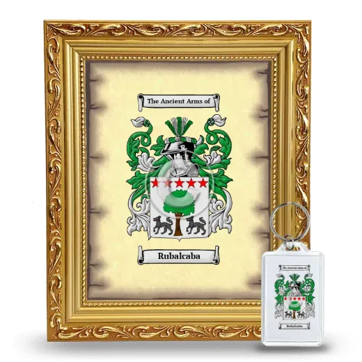 Rubalcaba Framed Coat of Arms and Keychain - Gold
