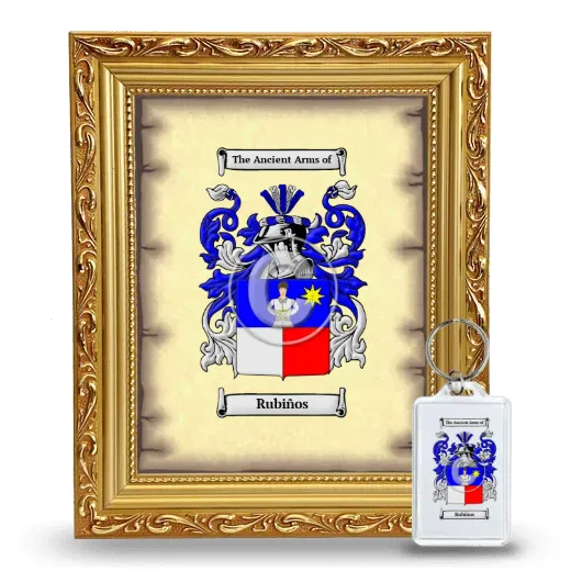 Rubiños Framed Coat of Arms and Keychain - Gold