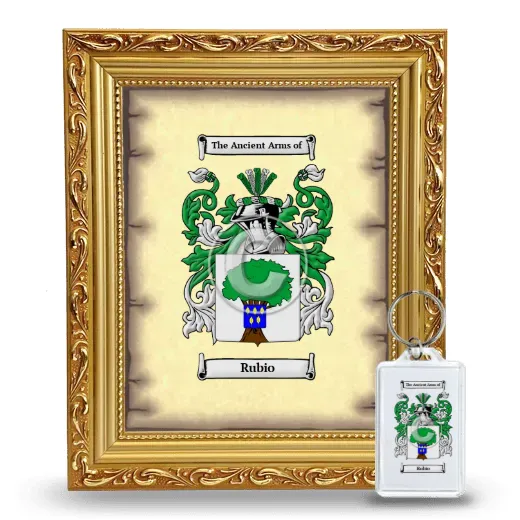 Rubio Framed Coat of Arms and Keychain - Gold