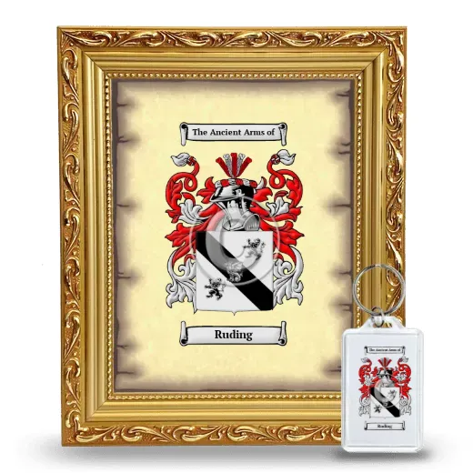 Ruding Framed Coat of Arms and Keychain - Gold