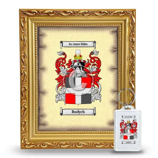 Rudych Framed Coat of Arms and Keychain - Gold