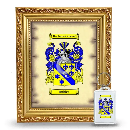 Ruhler Framed Coat of Arms and Keychain - Gold