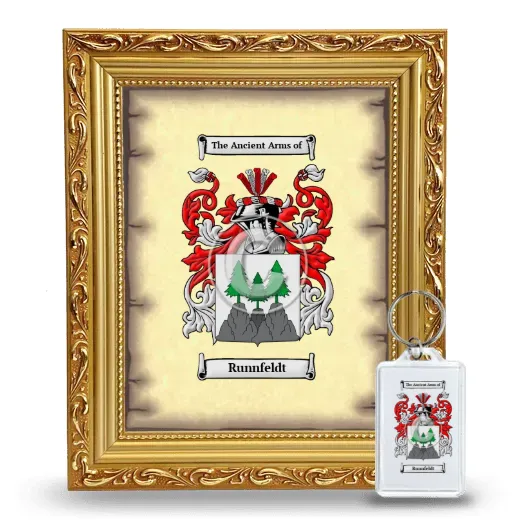 Runnfeldt Framed Coat of Arms and Keychain - Gold
