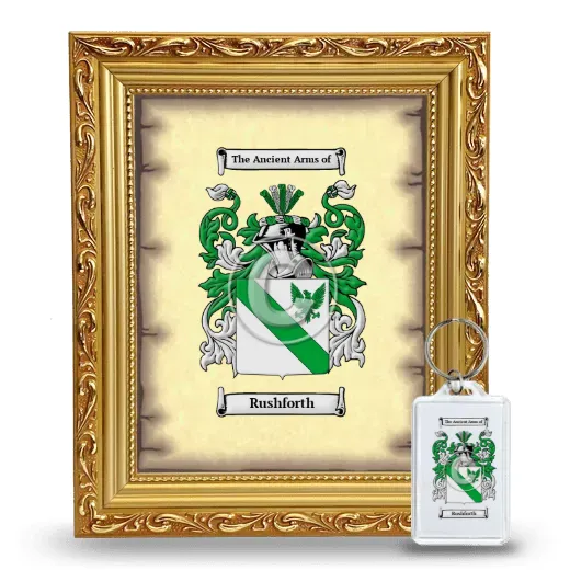 Rushforth Framed Coat of Arms and Keychain - Gold