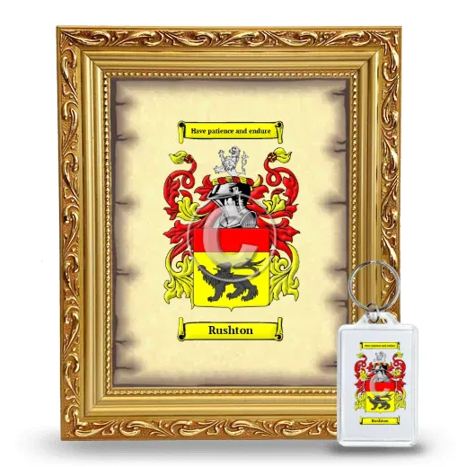 Rushton Framed Coat of Arms and Keychain - Gold