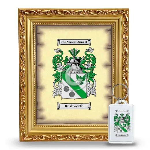 Rushworth Framed Coat of Arms and Keychain - Gold
