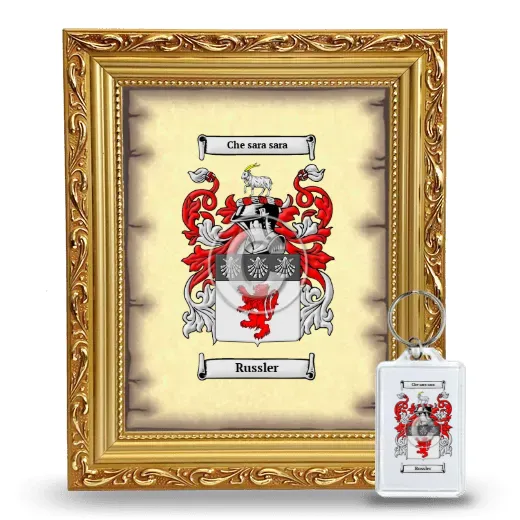 Russler Framed Coat of Arms and Keychain - Gold