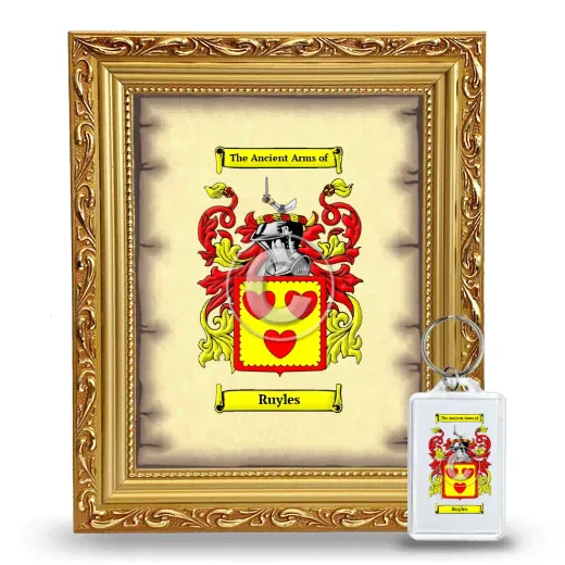 Ruyles Framed Coat of Arms and Keychain - Gold