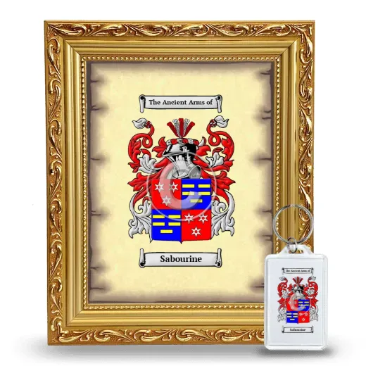 Sabourine Framed Coat of Arms and Keychain - Gold