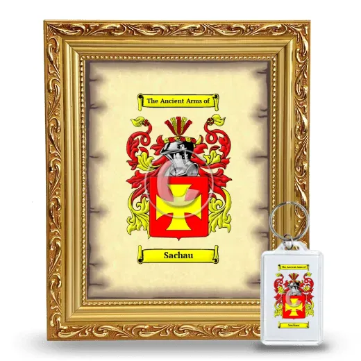 Sachau Framed Coat of Arms and Keychain - Gold