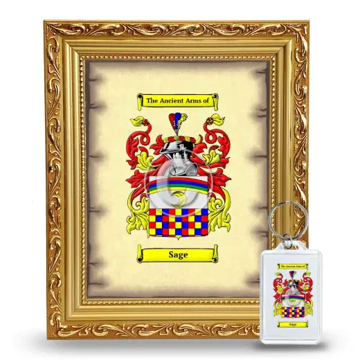 Sage Framed Coat of Arms and Keychain - Gold