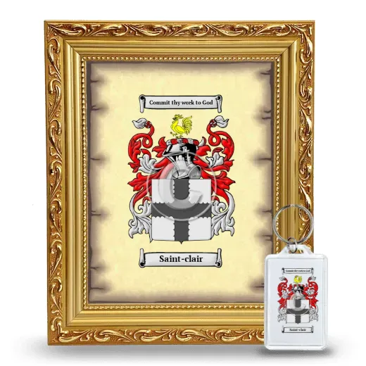 Saint-clair Framed Coat of Arms and Keychain - Gold