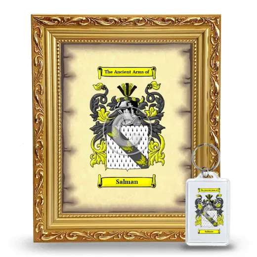 Salman Framed Coat of Arms and Keychain - Gold