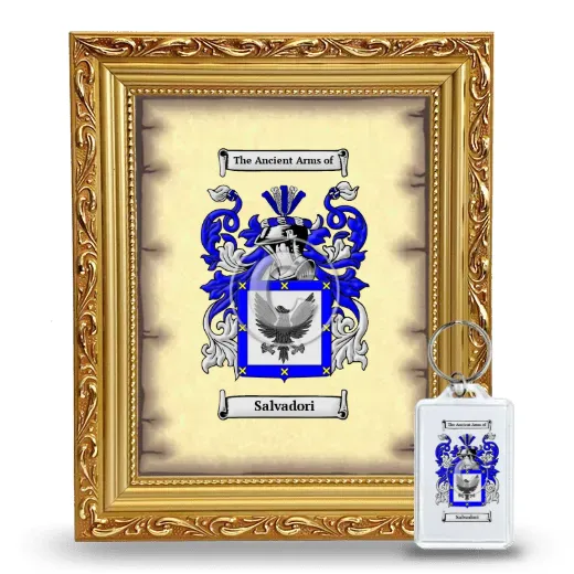 Salvadori Framed Coat of Arms and Keychain - Gold