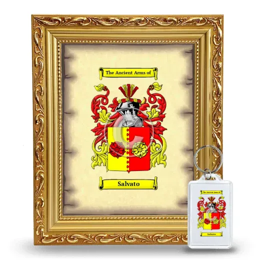 Salvato Framed Coat of Arms and Keychain - Gold