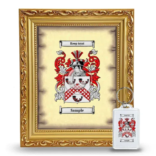 Sample Framed Coat of Arms and Keychain - Gold