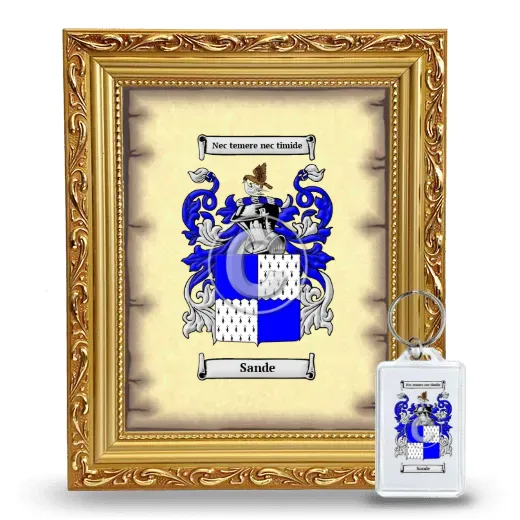 Sande Framed Coat of Arms and Keychain - Gold