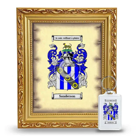 Sanderson Framed Coat of Arms and Keychain - Gold