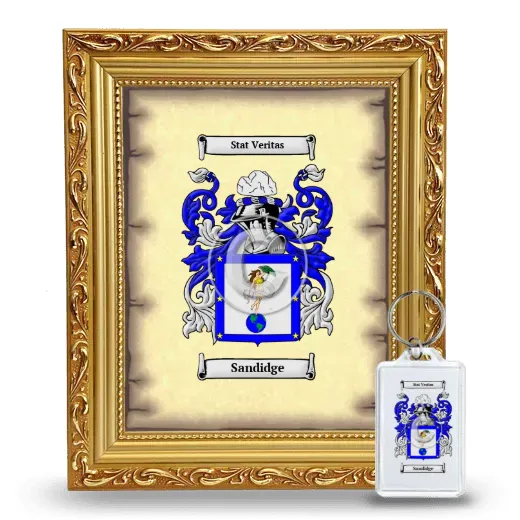 Sandidge Framed Coat of Arms and Keychain - Gold