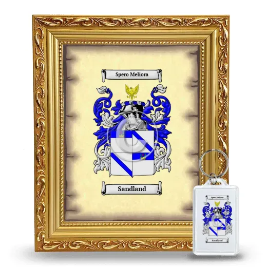 Sandland Framed Coat of Arms and Keychain - Gold