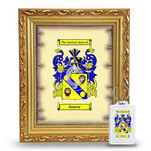 Saucey Framed Coat of Arms and Keychain - Gold