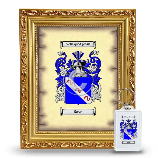 Save Framed Coat of Arms and Keychain - Gold