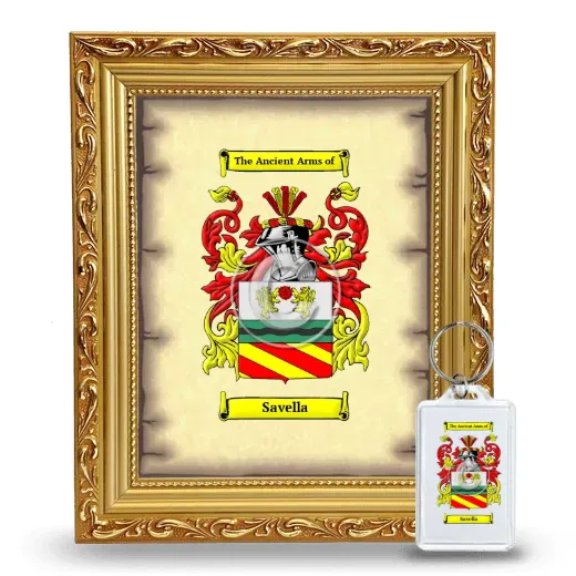 Savella Framed Coat of Arms and Keychain - Gold