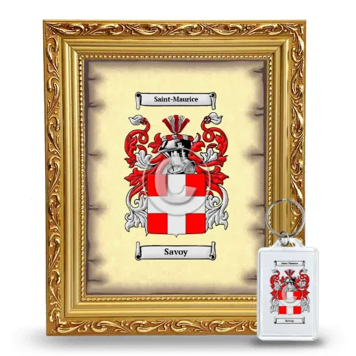 Savoy Framed Coat of Arms and Keychain - Gold