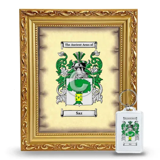 Saz Framed Coat of Arms and Keychain - Gold