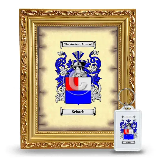 Schach Framed Coat of Arms and Keychain - Gold