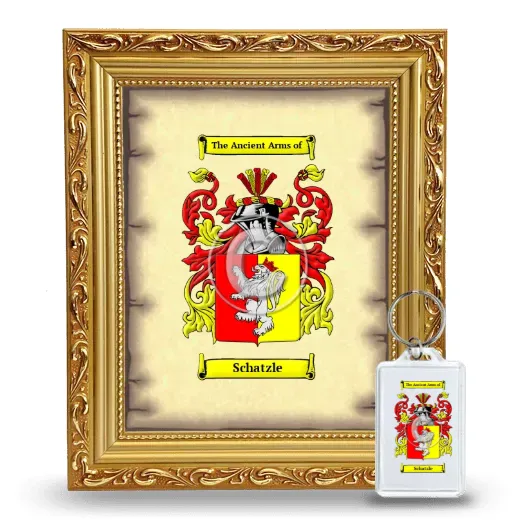 Schatzle Framed Coat of Arms and Keychain - Gold