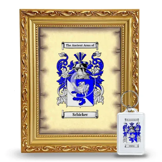 Schicker Framed Coat of Arms and Keychain - Gold