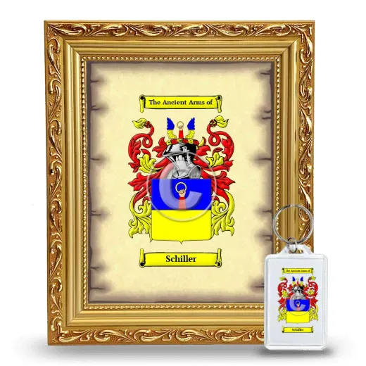 Schiller Framed Coat of Arms and Keychain - Gold