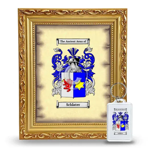Schlater Framed Coat of Arms and Keychain - Gold