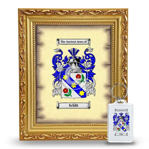 Schlit Framed Coat of Arms and Keychain - Gold