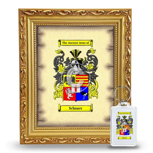 Schnarr Framed Coat of Arms and Keychain - Gold