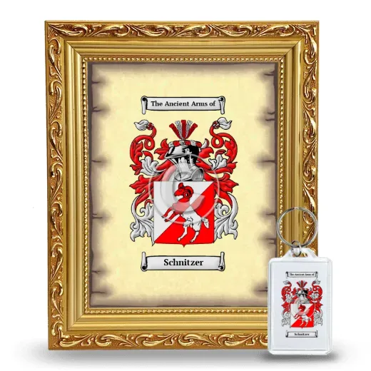 Schnitzer Framed Coat of Arms and Keychain - Gold