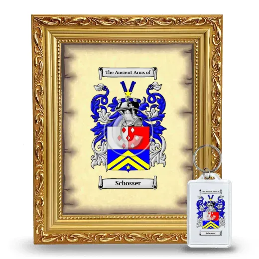 Schosser Framed Coat of Arms and Keychain - Gold
